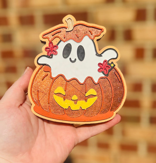 Ghost in a jack-o-lantern Freshie