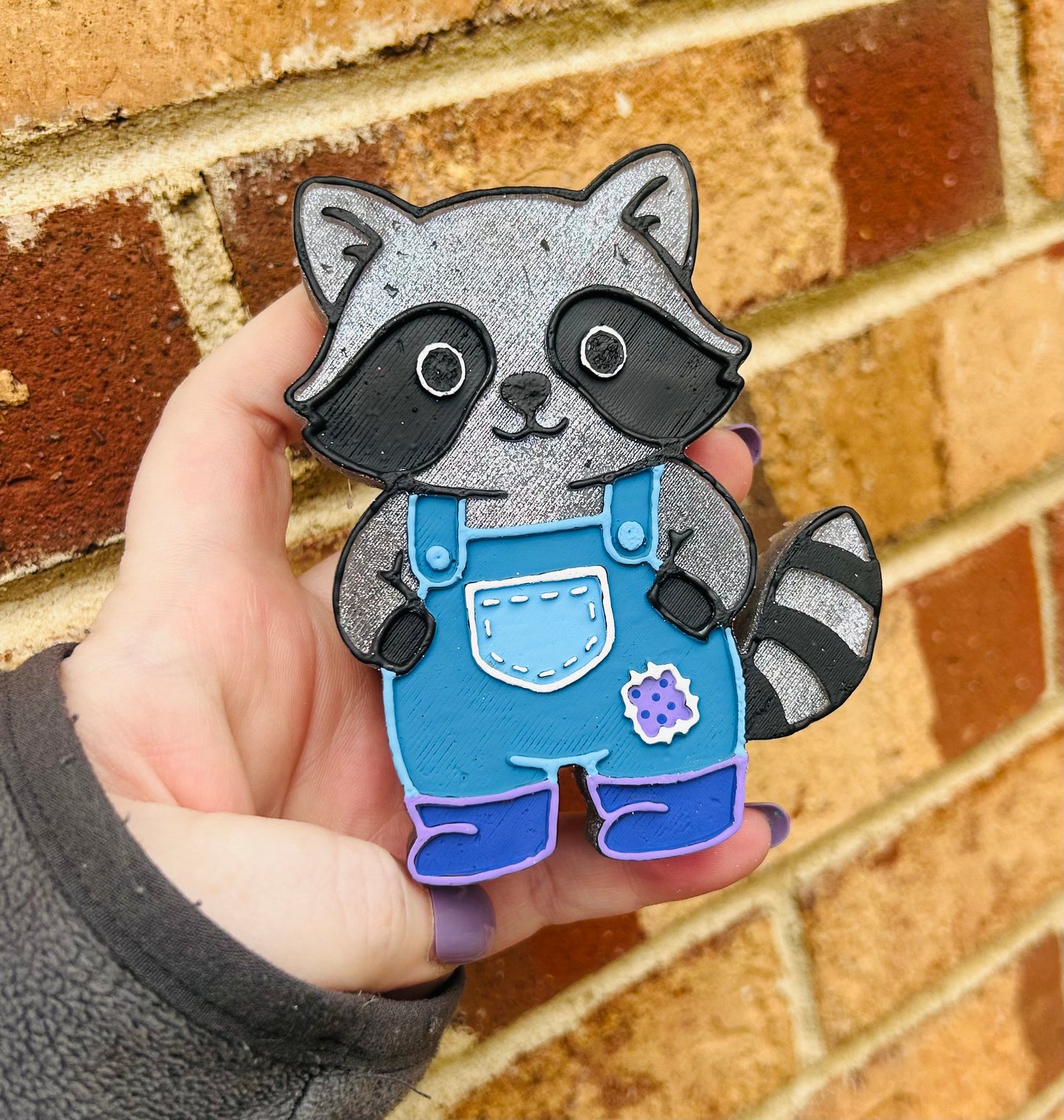 Raccoon in Overalls Freshie