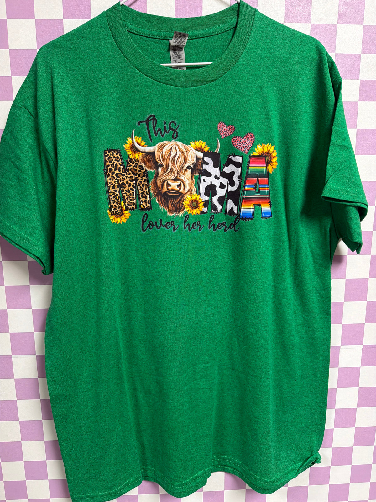 Mama Loves Her Herd - Dark Green - Large graphic T-shirt by Radiant & Flare Apparel