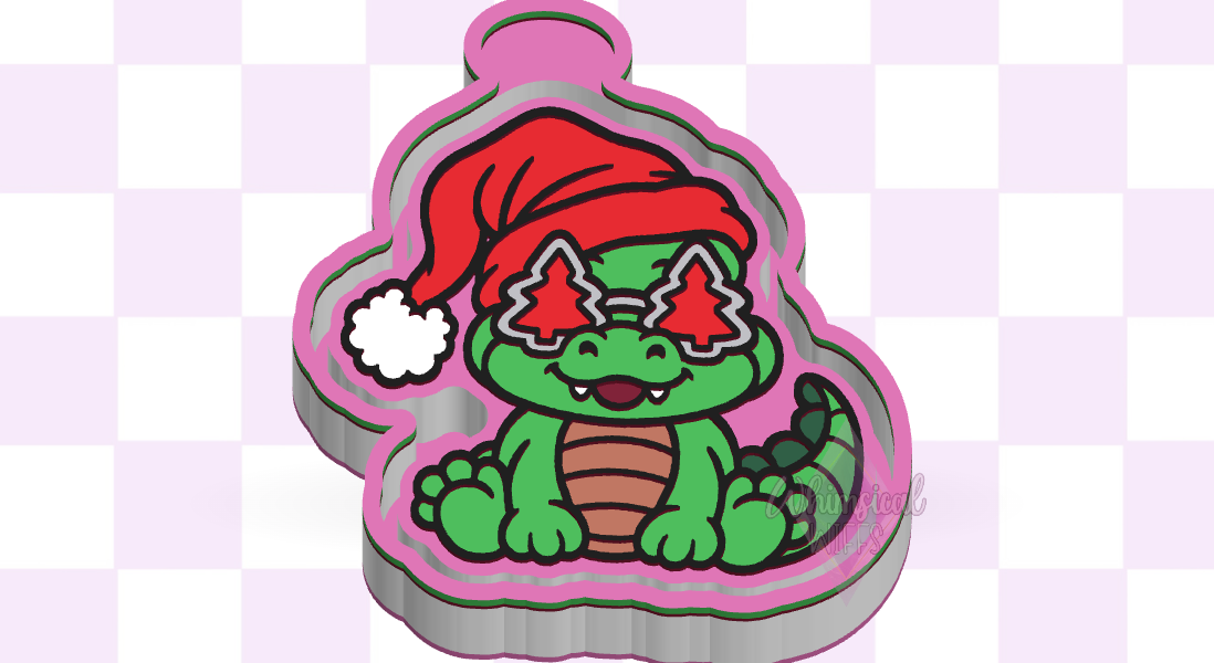Christmas Alligator design for a silicone freshie mold