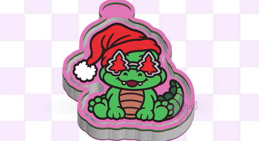 Christmas Alligator design for a silicone freshie mold