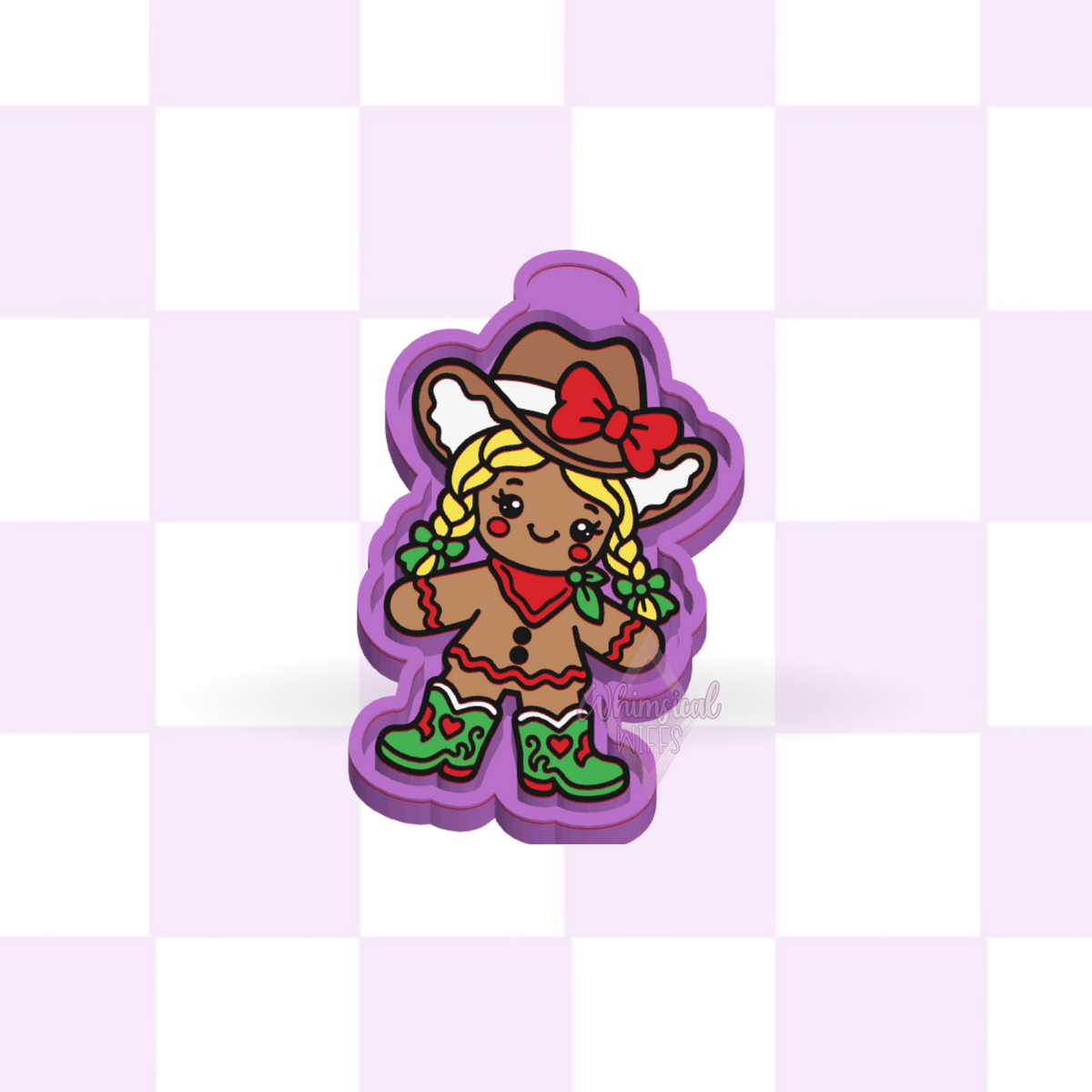 Design preview of Gingerbread Cowgirl Cookie silicone freshie mold