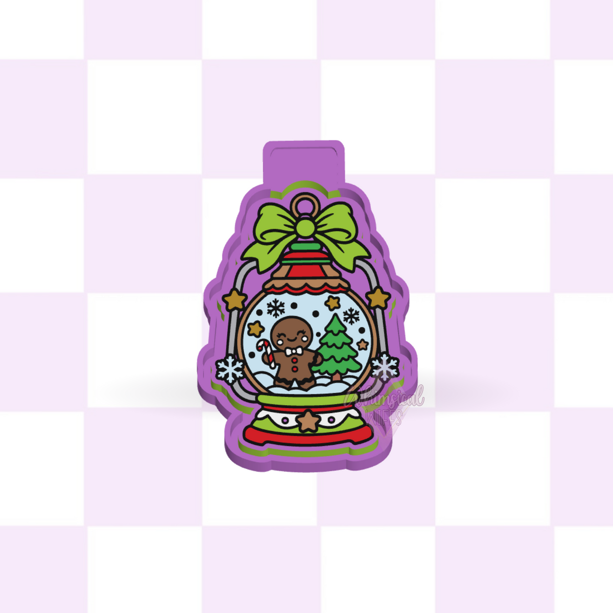 Design preview of Gingy Lantern silicone freshie mold for Christmas