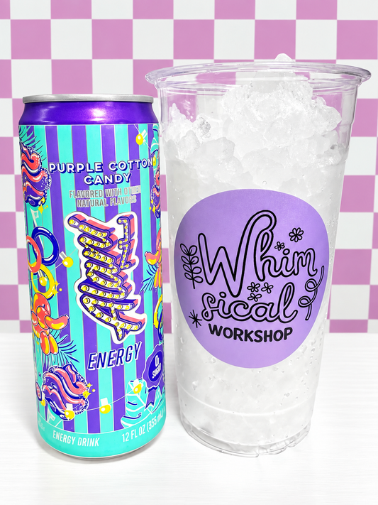 BYO Purple Cotton Candy Energy Drink dirty soda drink from Whimsical Sips