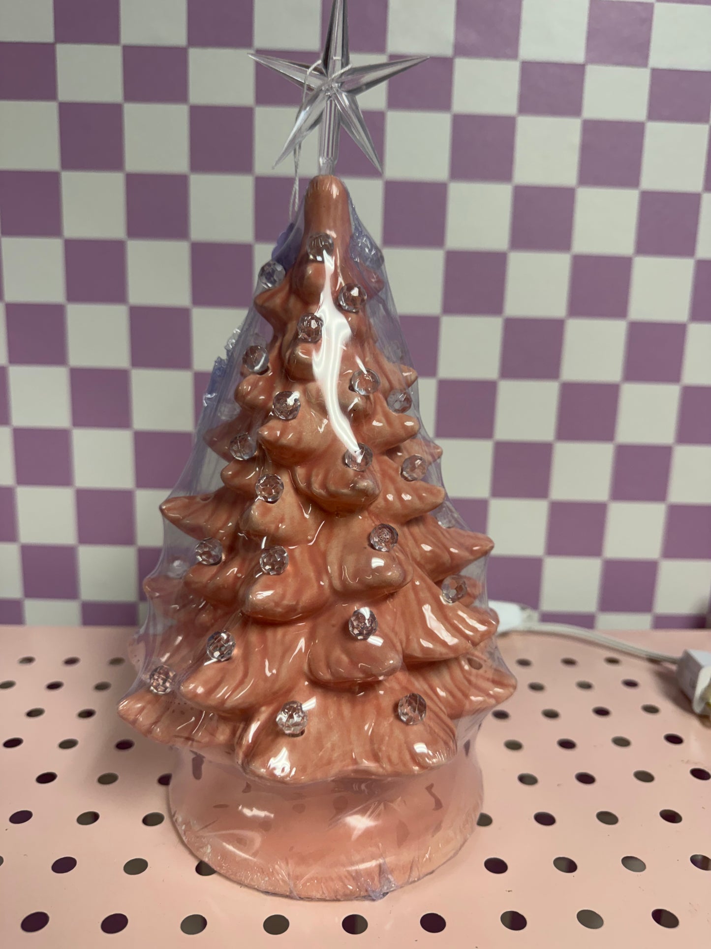 Handmade, hand-painted small original ceramic christmas tree - pink ceramic decoration — product image 1 of 2