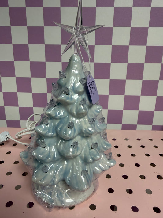 Handmade, hand-painted mini blue ceramic christmas tree ceramic decoration — product image 1 of 2