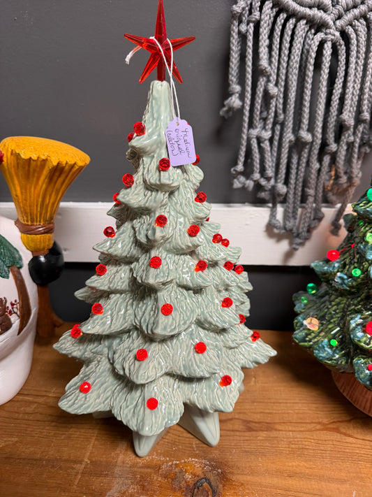 Handmade, hand-painted medium original ceramic christmas tree - celadon ceramic decoration — product image 1 of 4