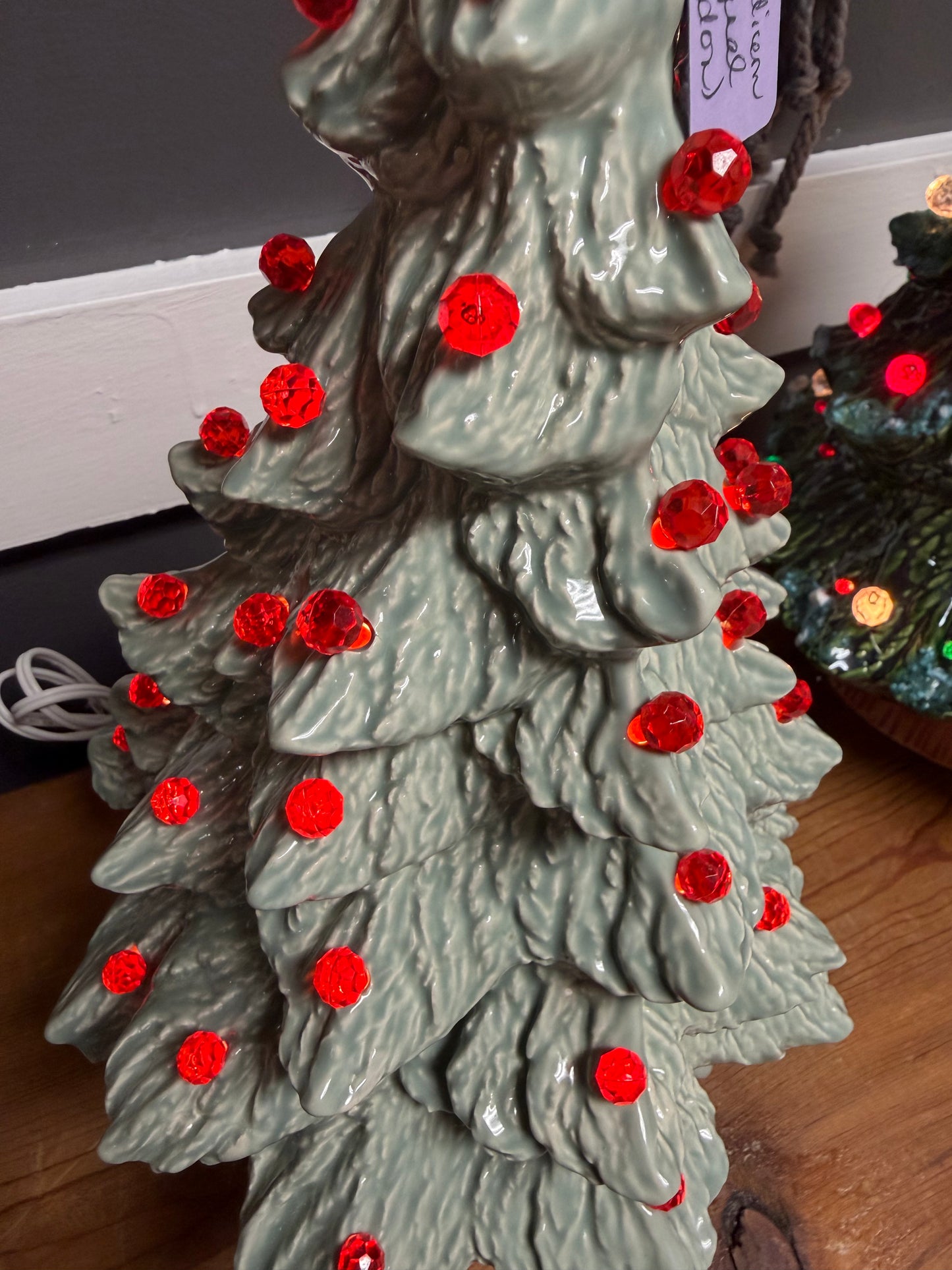 Handmade, hand-painted medium original ceramic christmas tree - celadon ceramic decoration — product image 2 of 4