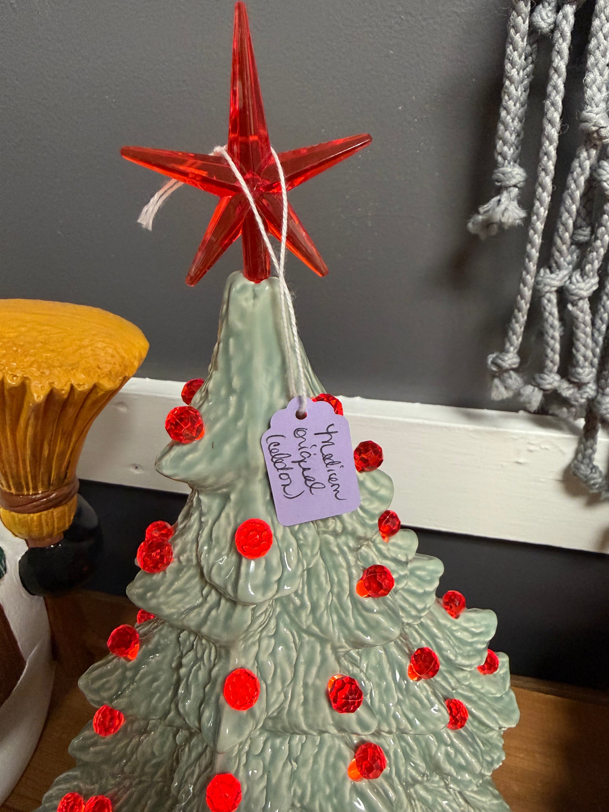 Handmade, hand-painted medium original ceramic christmas tree - celadon ceramic decoration — product image 3 of 4