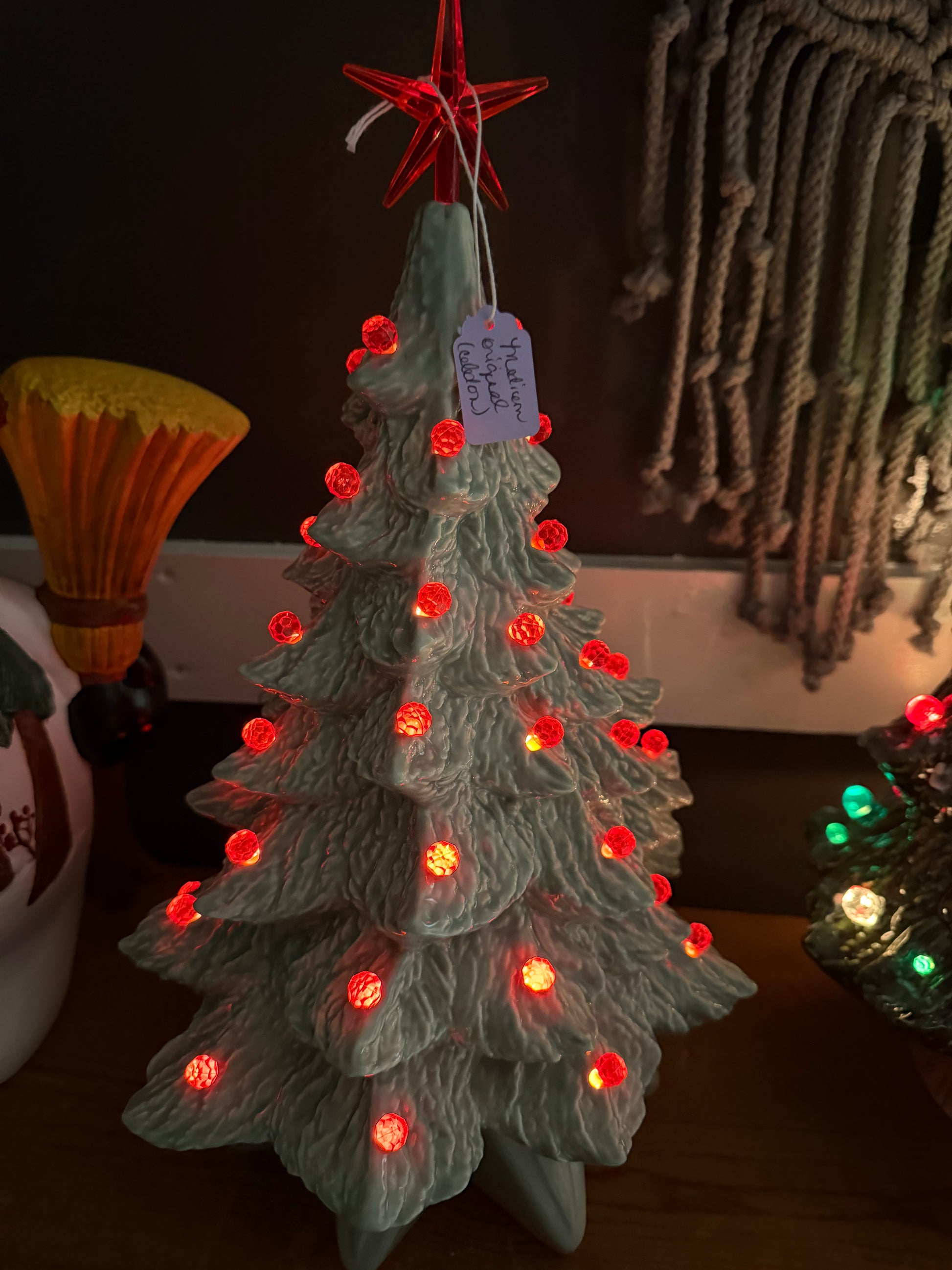 Handmade, hand-painted medium original ceramic christmas tree - celadon ceramic decoration — product image 4 of 4