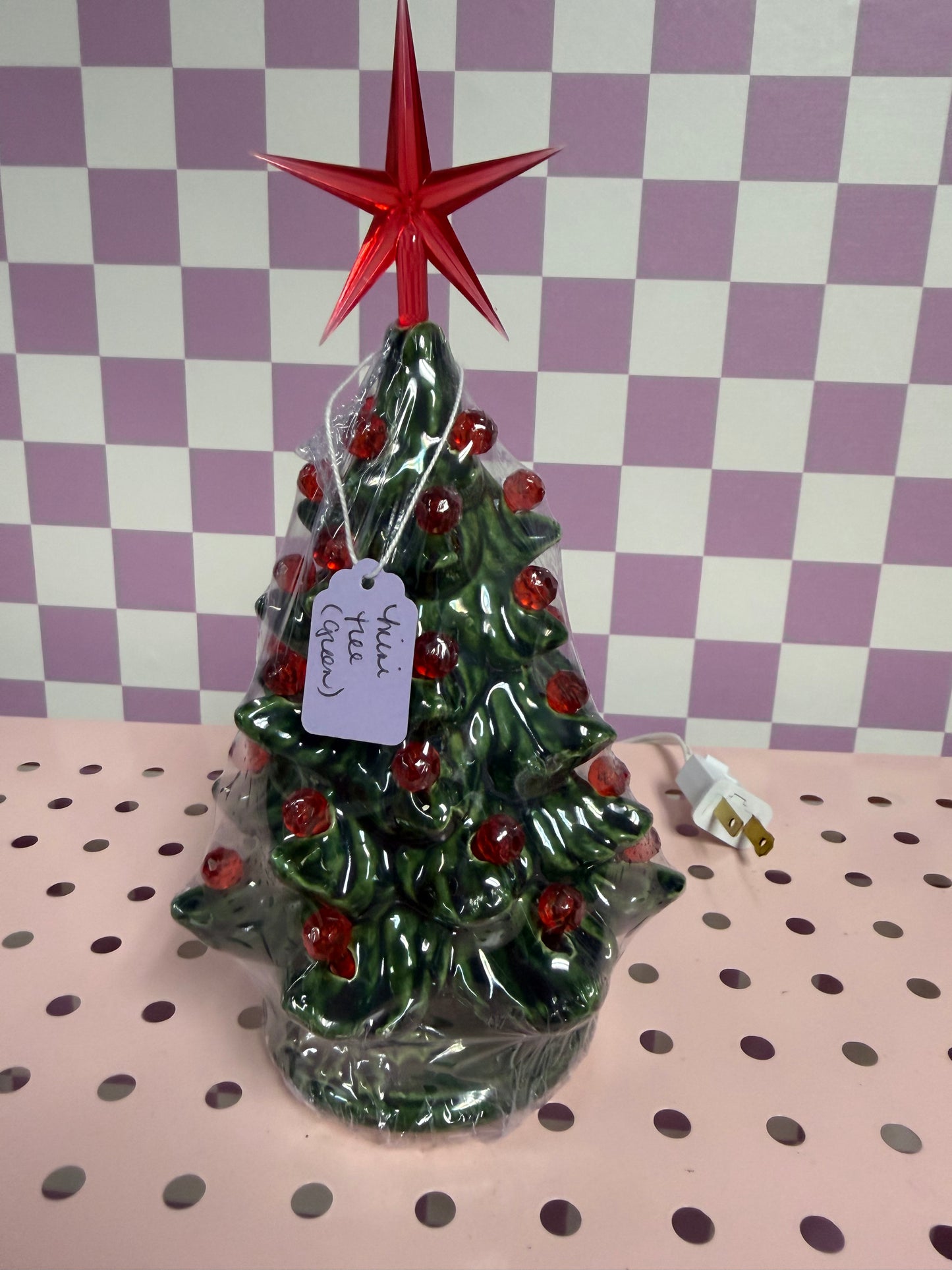 Handmade, hand-painted mini green ceramic christmas tree ceramic decoration — product image 1 of 2