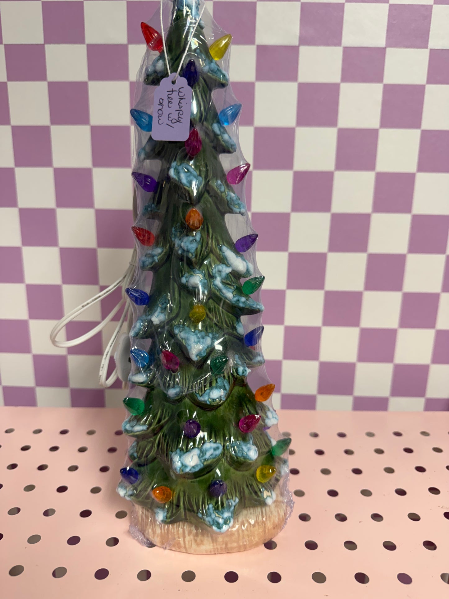 Handmade, hand-painted whispy ceramic christmas tree with snow ceramic decoration — product image 1 of 3