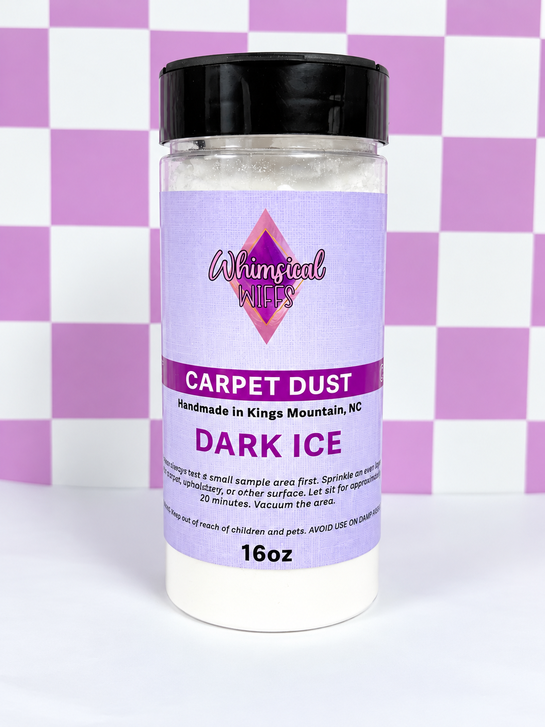 16 oz Dark Ice scented carpet dust from Whimsical Wiffs