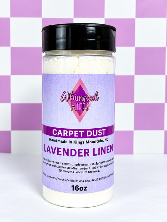 16 oz Lavender Linen scented carpet dust from Whimsical Wiffs