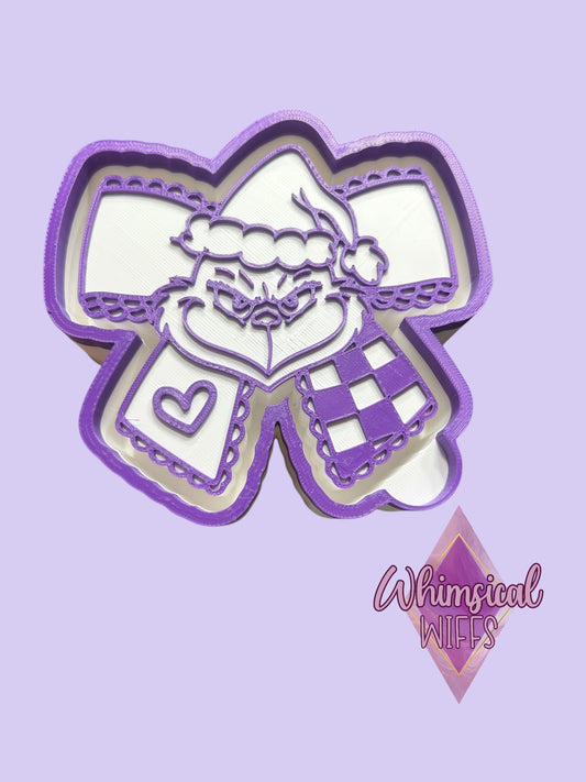 Green Guy Checkered Bow Mold