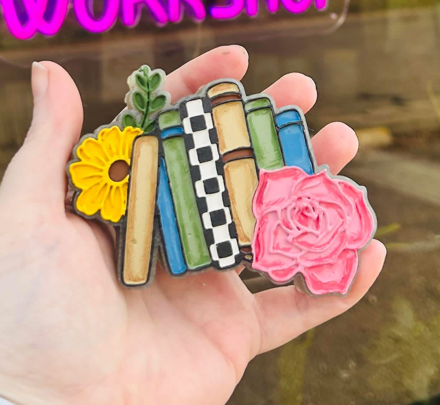 Books with Flowers Mold