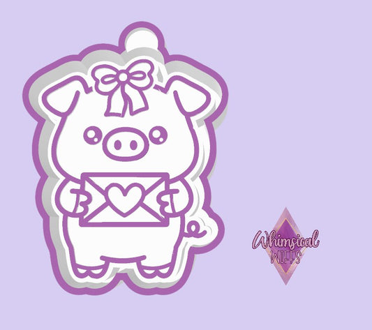 Piggy with love letter Mold