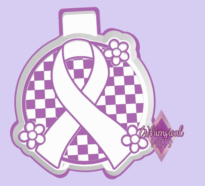 Checkered awareness ribbon with flowers Mold
