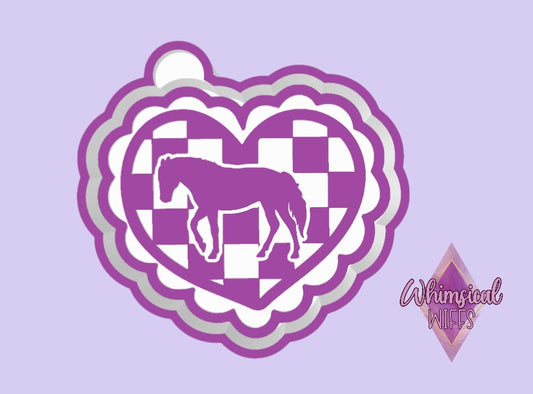 Checkered heart horse Mold