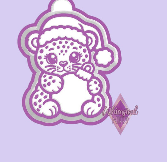 Leopard Hugging Christmas Ornament Mold