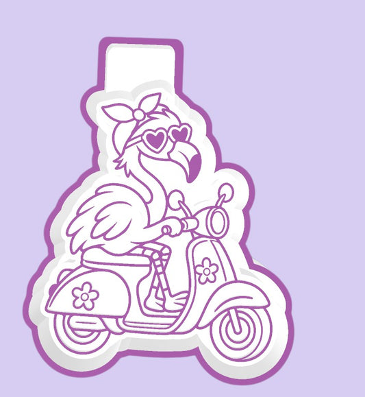 Flamingo Scooter design for a silicone freshie mold