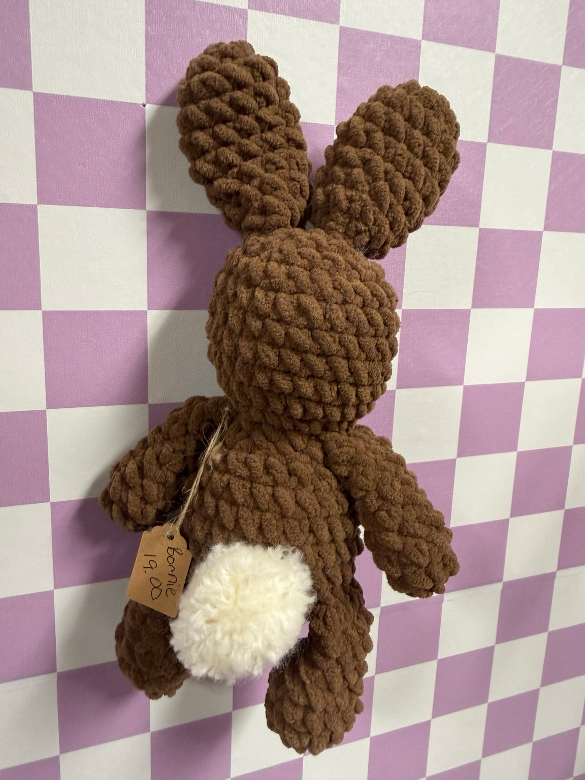 Back view of Bonnie handmade crochet bunny by Crochet by MyissaG