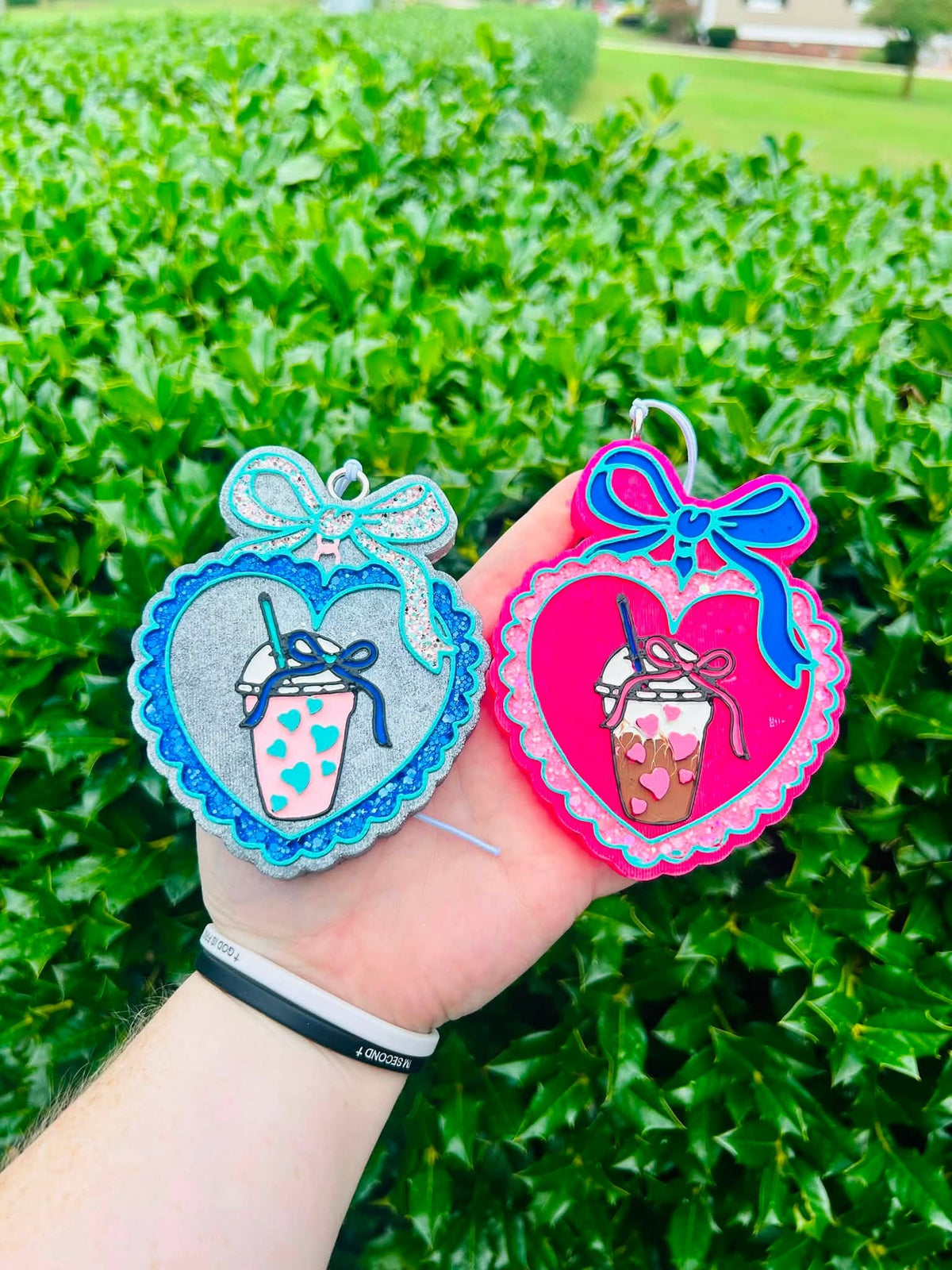 Iced drink heart locket freshie