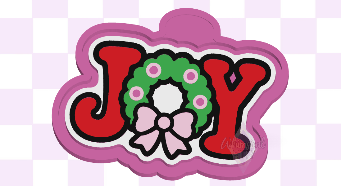 JOY Christmas Wreath design for a silicone freshie mold