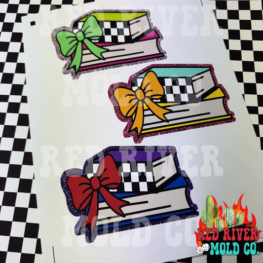 Whimsical Wiffs Checkered books with a bow cardstock grab bag 9 ct